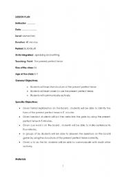 English worksheet: present perfect tense