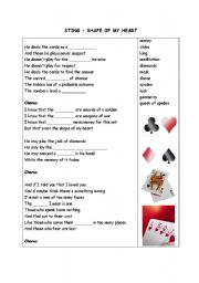 English Worksheet: Shape of my heart - STING