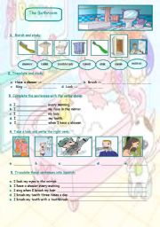 English Worksheet: In the bathroom