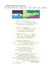 English Worksheet: A House Poem