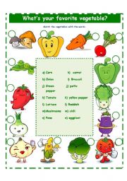 English Worksheet: VEGETABLES