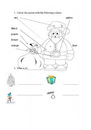 English Worksheet: Colour the Santa