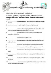 English worksheet: Occupations, jobs - vocabulary worksheet