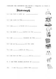 English worksheet: holidays