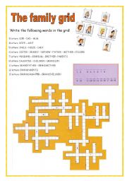 English Worksheet: The family grid