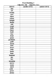 English worksheet: word building 2