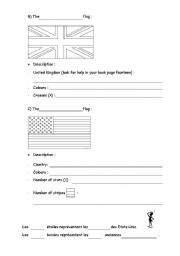 English worksheet: worksheet on flags 2