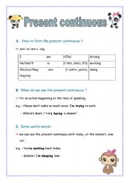 Present continuous (2 sheets)