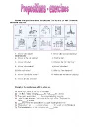 English worksheet: Prepositions - exercises