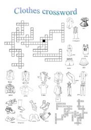 English Worksheet: clothes crossword