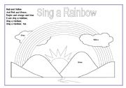English Worksheet: Sing a Rainbow lyrics and colouring exercise