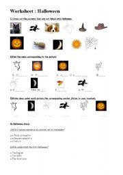 English Worksheet: Halloween: vocabulary and story