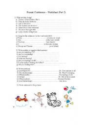 Present Continuous -worksheet  2 of 2