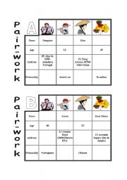 English Worksheet: Pair work