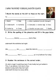 English worksheet: I saw mommy kissing Santa Claus