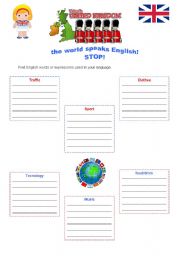 English Worksheet: The world speaks english