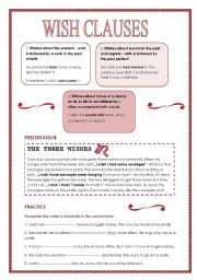 English Worksheet: Wish clauses