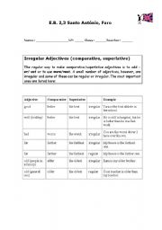 English Worksheet: Irregular Adjectives