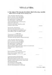 English Worksheet: Viva la Vida by Coldplay