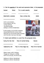 English Worksheet: Winter Wonderland
