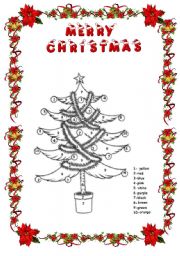 English Worksheet: Color the Christmas tree