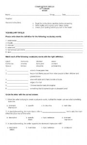 English Worksheet: Compositon Skills exam