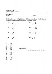 English Worksheet: math addition