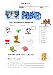 English Worksheet: ENCHANTED VIDEO ACTIVITY 