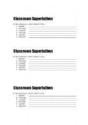 English worksheet: Classroom Superlatives