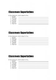 English Worksheet: Classroom Superlatives