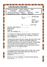 English Worksheet: Complaint  letter