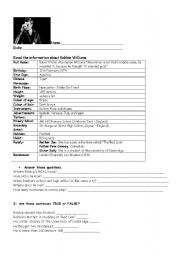 English Worksheet: Robbie Williams