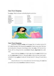 English Worksheet: Sara Went Shopping