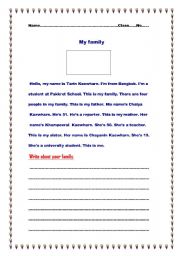 English worksheet: My family