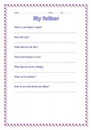 English Worksheet: My father