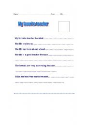 English worksheet: My favorite teacher