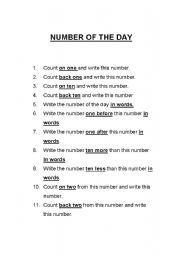 English worksheet: Number of the Day