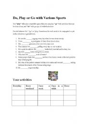 English worksheet: Do play and go