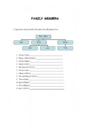 English worksheet: Family Members