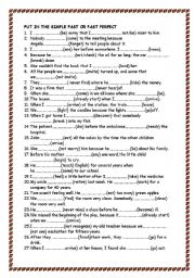 English Worksheet: PAST SIMPLE - PAST PERFECT - PAST PERF CONT. 4 PAGES