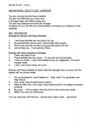 English worksheet: ROLE PLAY SCENES WITH KEY WORDS   2 of 3