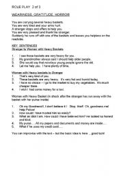 English Worksheet: ROLE PLAY SCENES WITH KEY WORDS   2 of 3