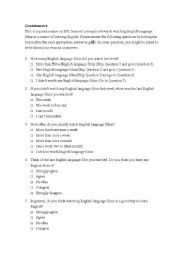 English worksheet: Questionnaire on movie subtitles