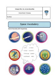 English Worksheet: Space and planets Vocabulary