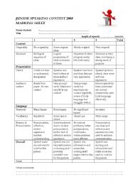 English Worksheet: marking sheet speeches