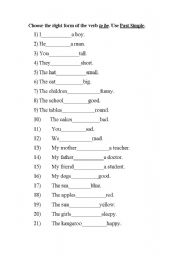 English Worksheet: The verb to be. Past Simple.