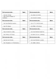 English worksheet: Find someone who...