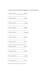 English worksheet: fill in the blanks (a/an/a pair of)