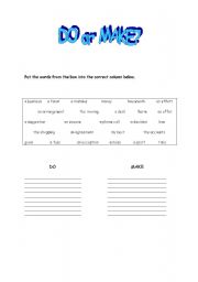 English Worksheet: Do or Make