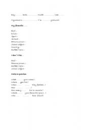 English Worksheet: favourites